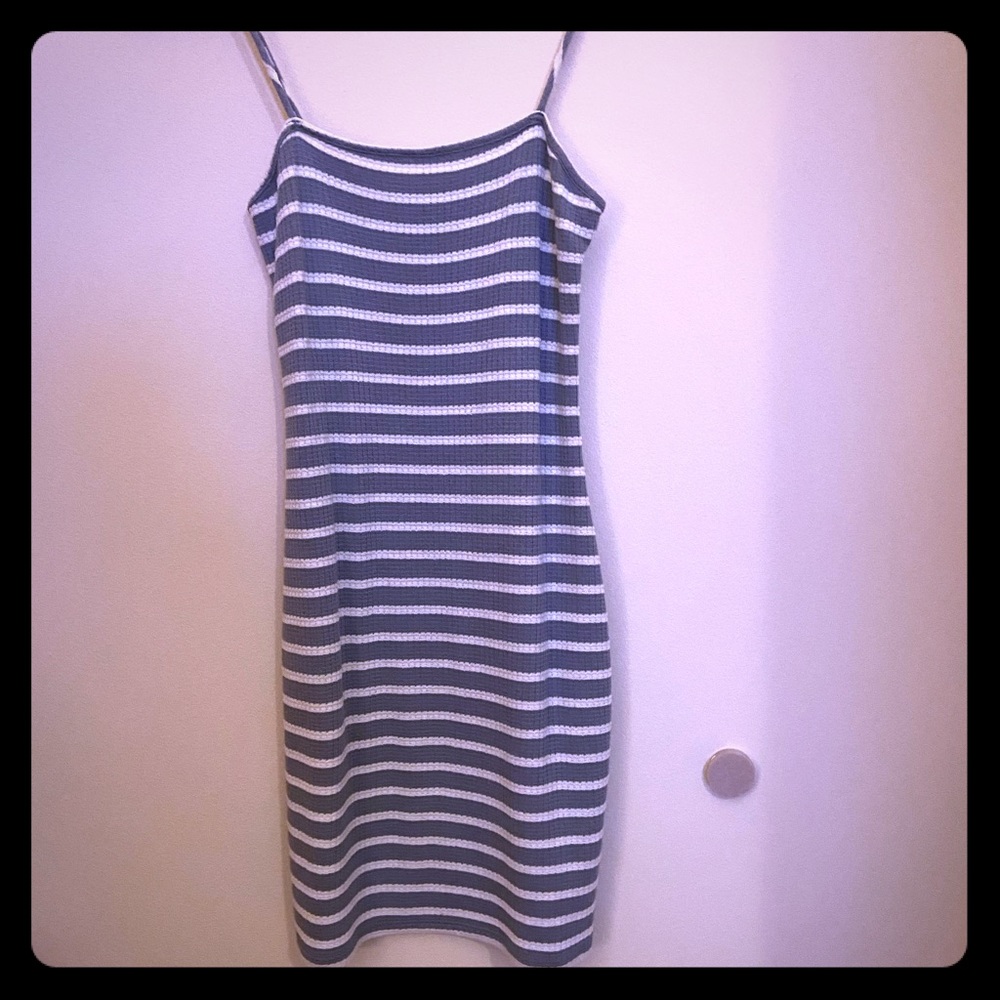 Blue and white striped dress